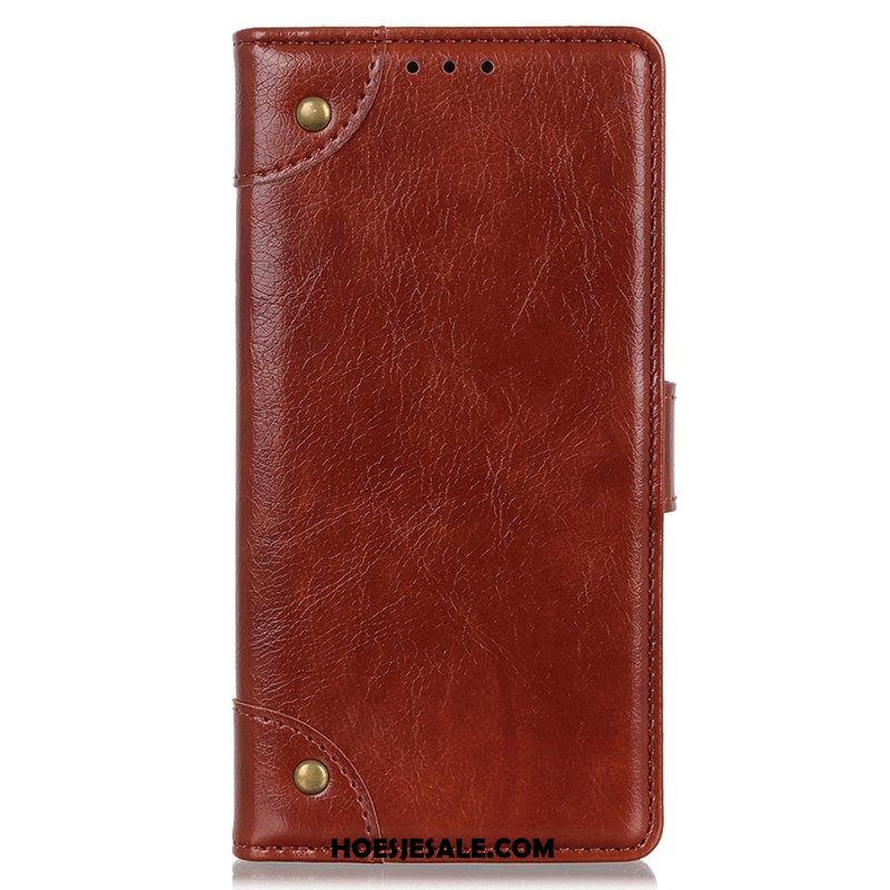 Leren Hoesje voor Xiaomi 12T / 12T Pro Stijl Nappa Lederen Vintage Klinknagels