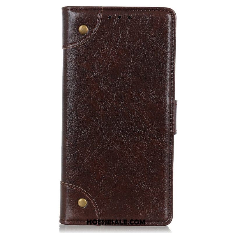 Leren Hoesje voor Xiaomi 12T / 12T Pro Stijl Nappa Lederen Vintage Klinknagels