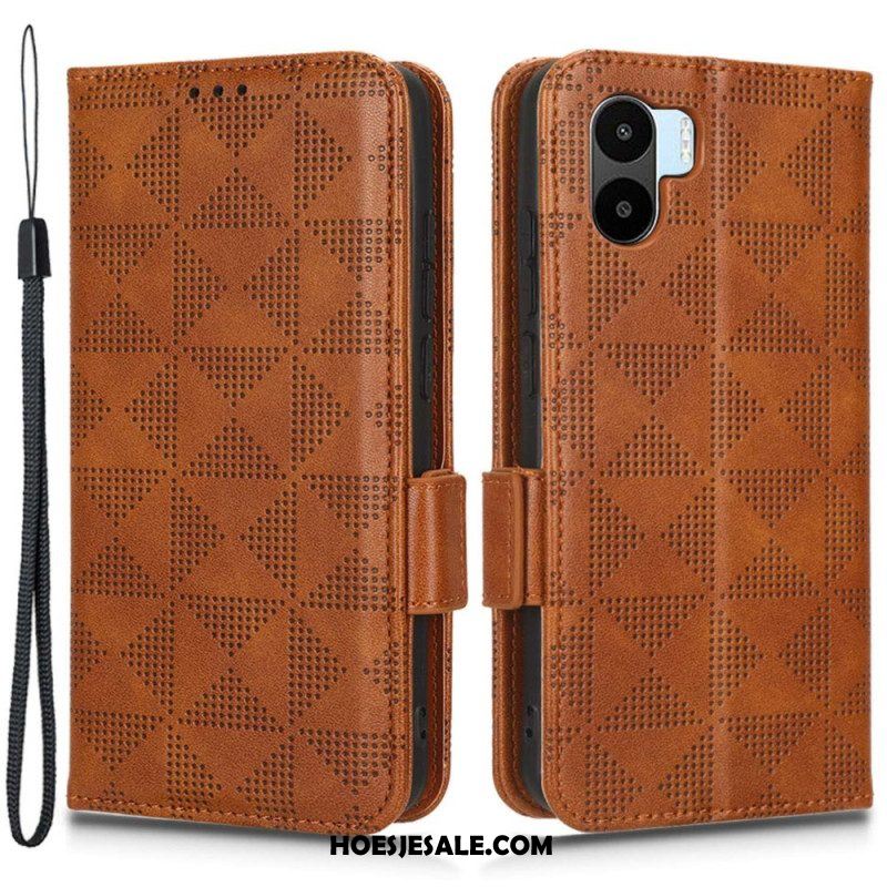 Leren Hoesje voor Xiaomi Redmi A1 Driehoeken Met Lanyard