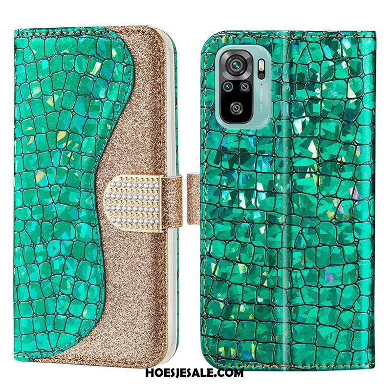 Leren Hoesje voor Xiaomi Redmi Note 10 / 10S Krokodil Diamanten