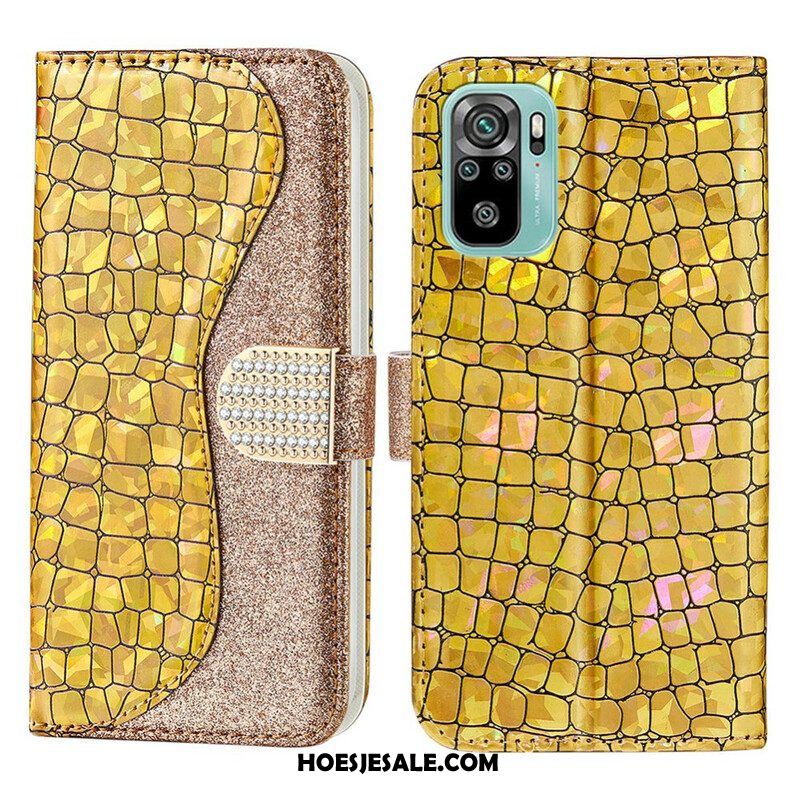 Leren Hoesje voor Xiaomi Redmi Note 10 / 10S Krokodil Diamanten