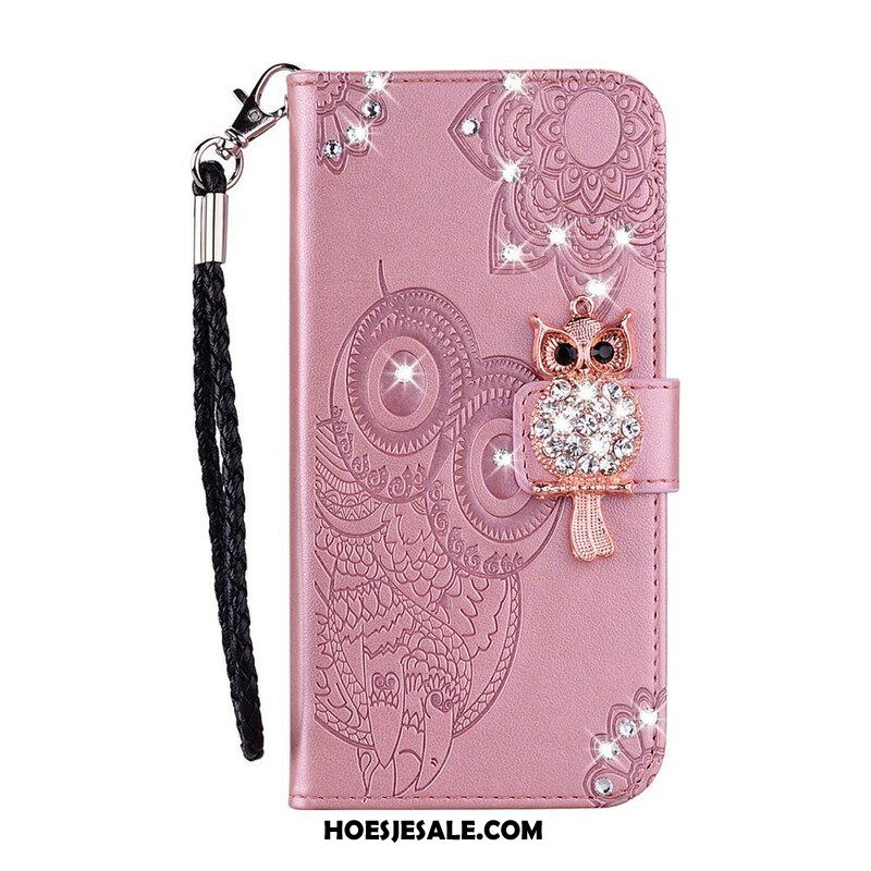 Leren Hoesje voor Xiaomi Redmi Note 10 / 10S Uil Mandala En Charme