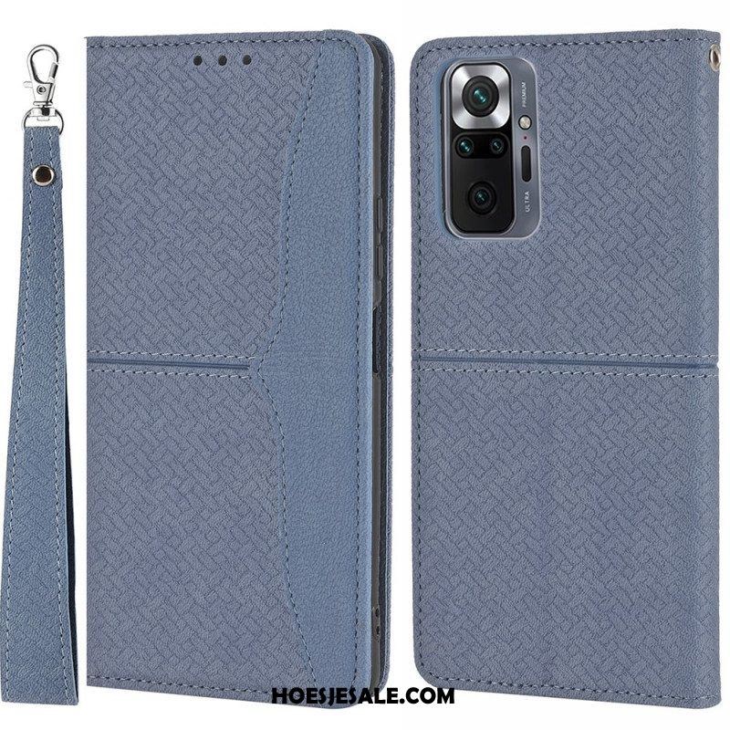 Leren Hoesje voor Xiaomi Redmi Note 10 Pro Met Ketting Geweven Leren Stijl Met Bandjes