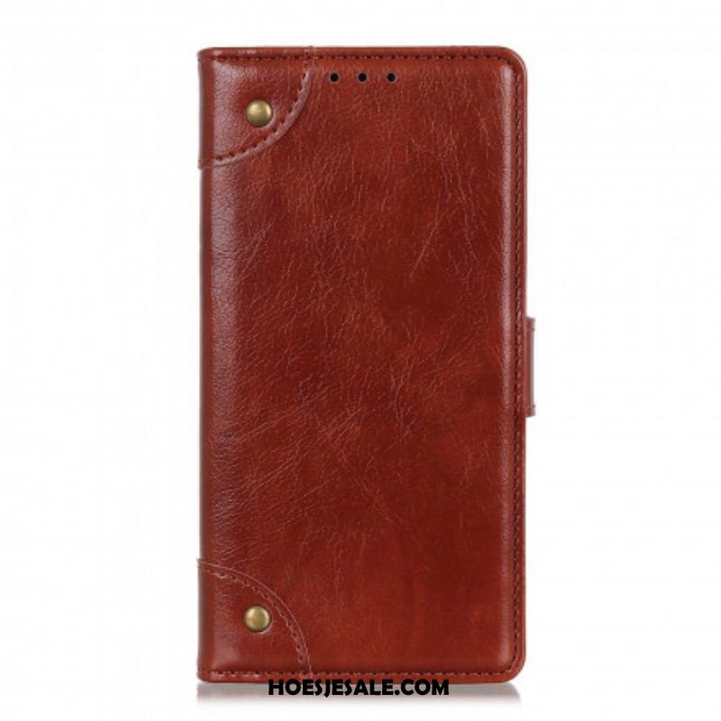 Leren Hoesje voor Xiaomi Redmi Note 10 Pro Stijl Nappa Lederen Vintage Klinknagels