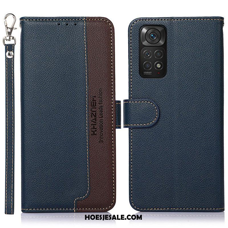 Leren Hoesje voor Xiaomi Redmi Note 11 / 11S Lychee-stijl Rfid Khazneh