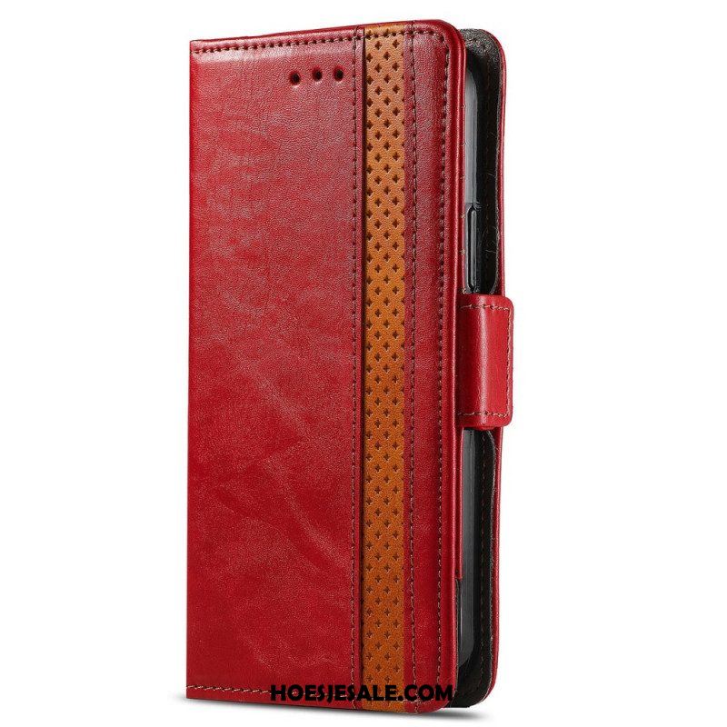 Leren Hoesje voor Xiaomi Redmi Note 11 / 11S Tweekleurige Dubbele Sluiting