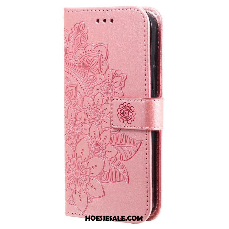 Leren Hoesje voor Xiaomi Redmi Note 12 5G Met Ketting Riem Bloem Mandala