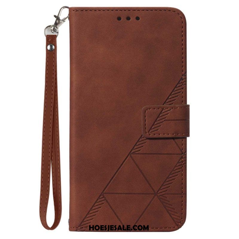 Leren Hoesje voor Xiaomi Redmi Note 12 5G Met Ketting Riem Driehoeken