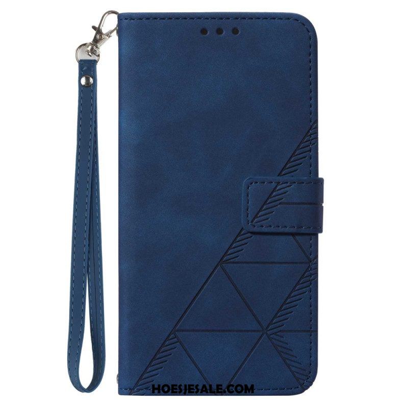 Leren Hoesje voor Xiaomi Redmi Note 12 5G Met Ketting Riem Driehoeken