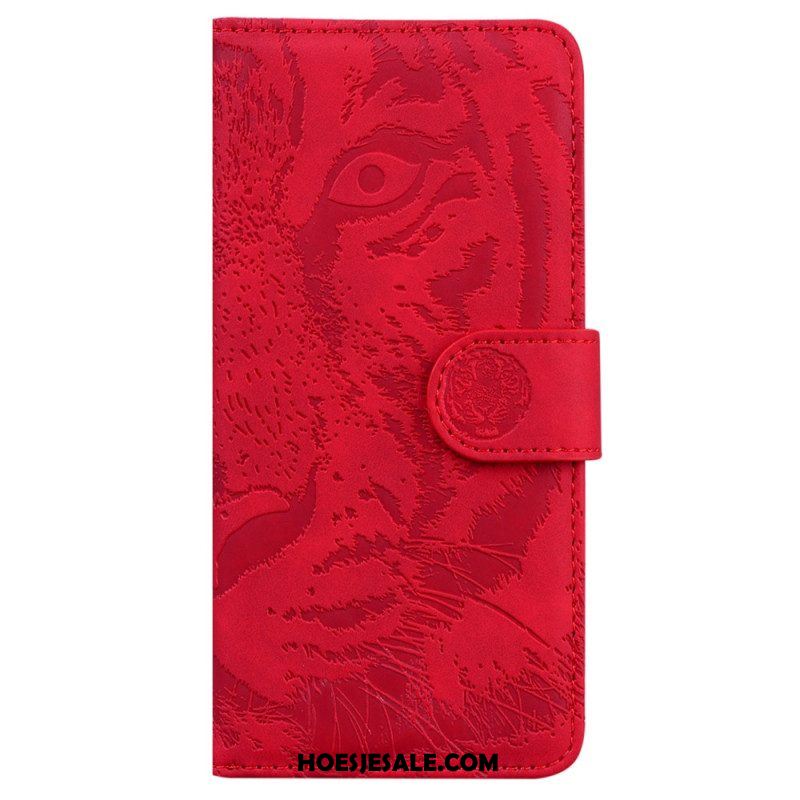 Leren Hoesje voor Xiaomi Redmi Note 12 5G Tijger Voetafdruk