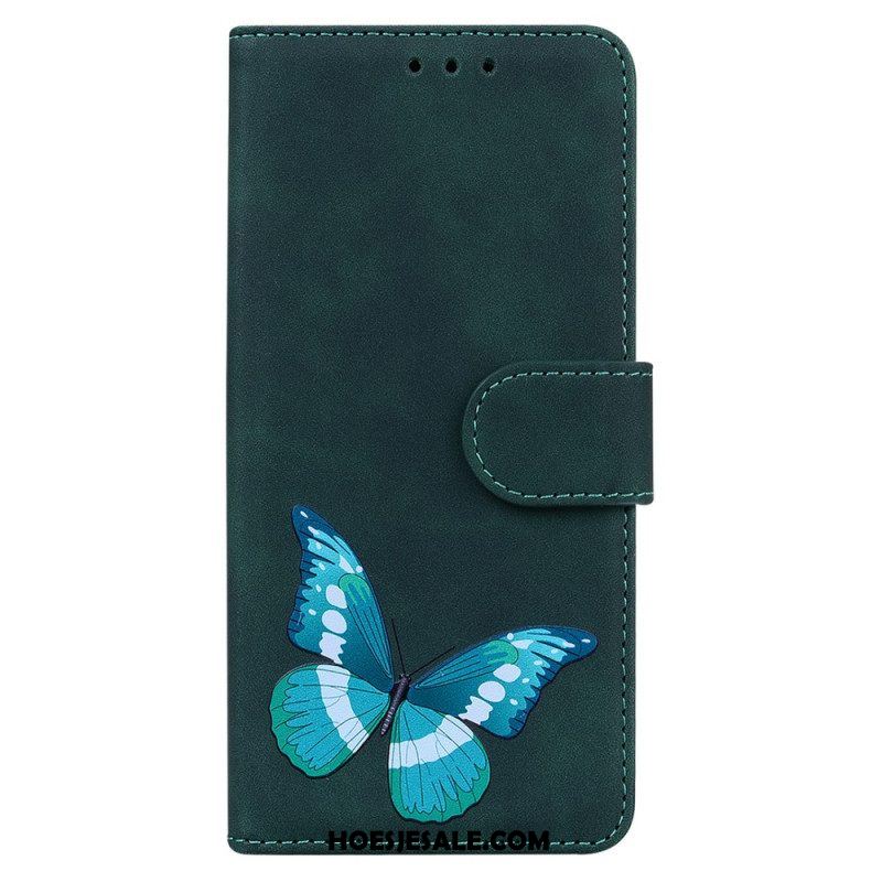 Leren Hoesje voor Xiaomi Redmi Note 12 5G Vlinder Ontwerp