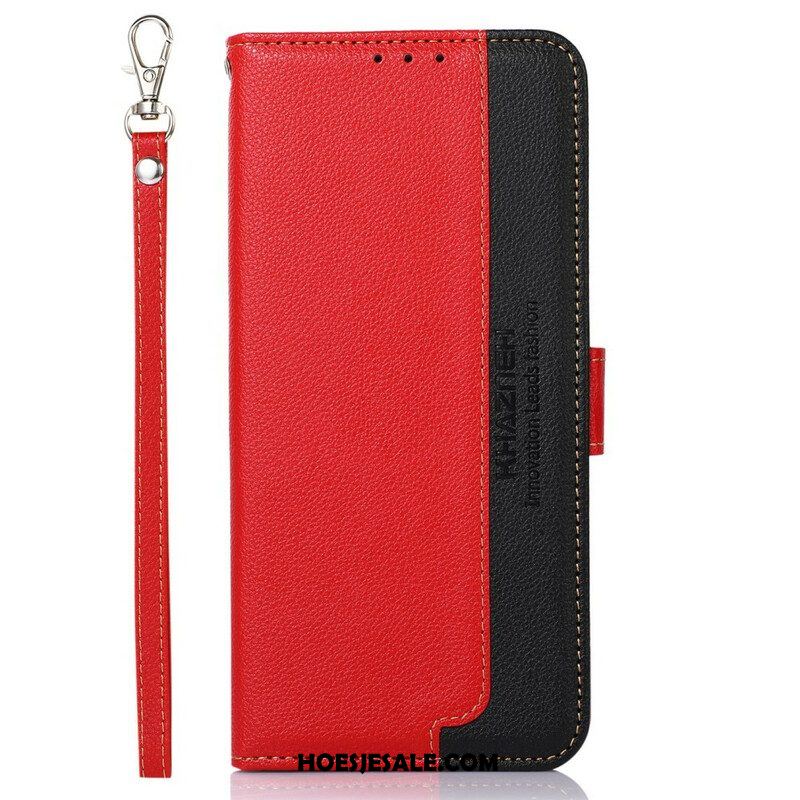 Leren Hoesje voor iPhone 13 Mini Lychee-stijl Rfid Khazneh