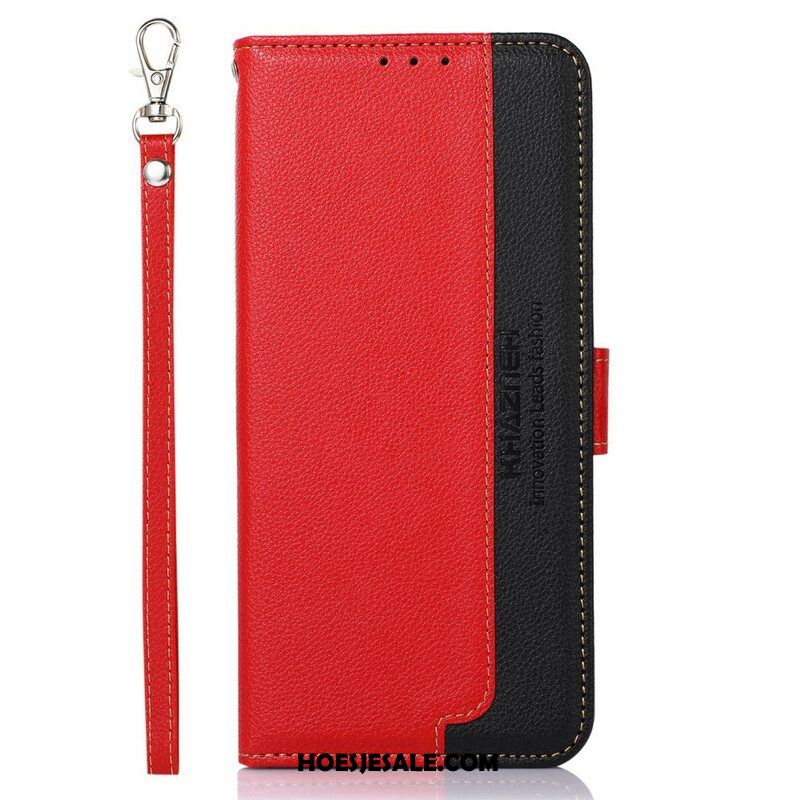 Leren Hoesje voor iPhone 13 Pro Lychee-stijl Rfid Khazneh