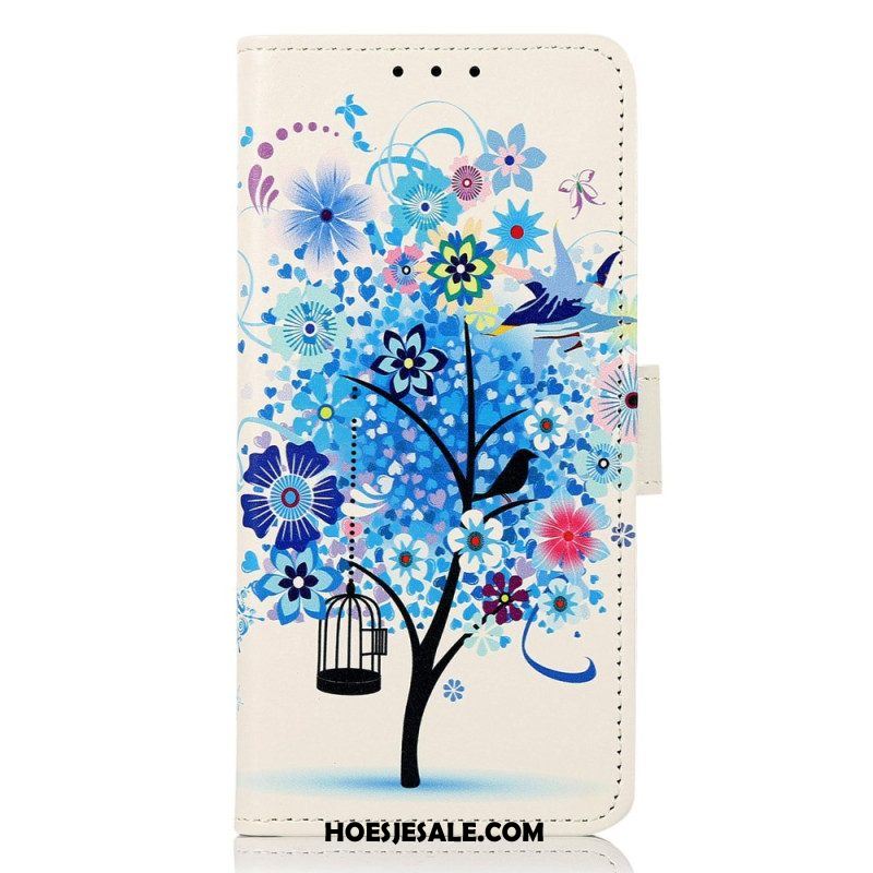 Leren Hoesje voor iPhone 14 Pro Max Bloeiende Boom