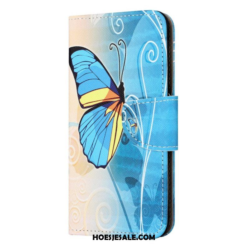 Leren Hoesje voor iPhone 15 Plus Vlinders