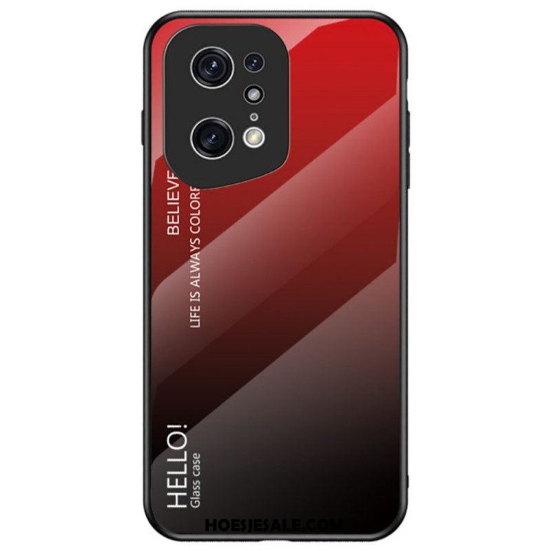 Telefoonhoesje voor Oppo Find X5 Pro Gehard Glas Hallo