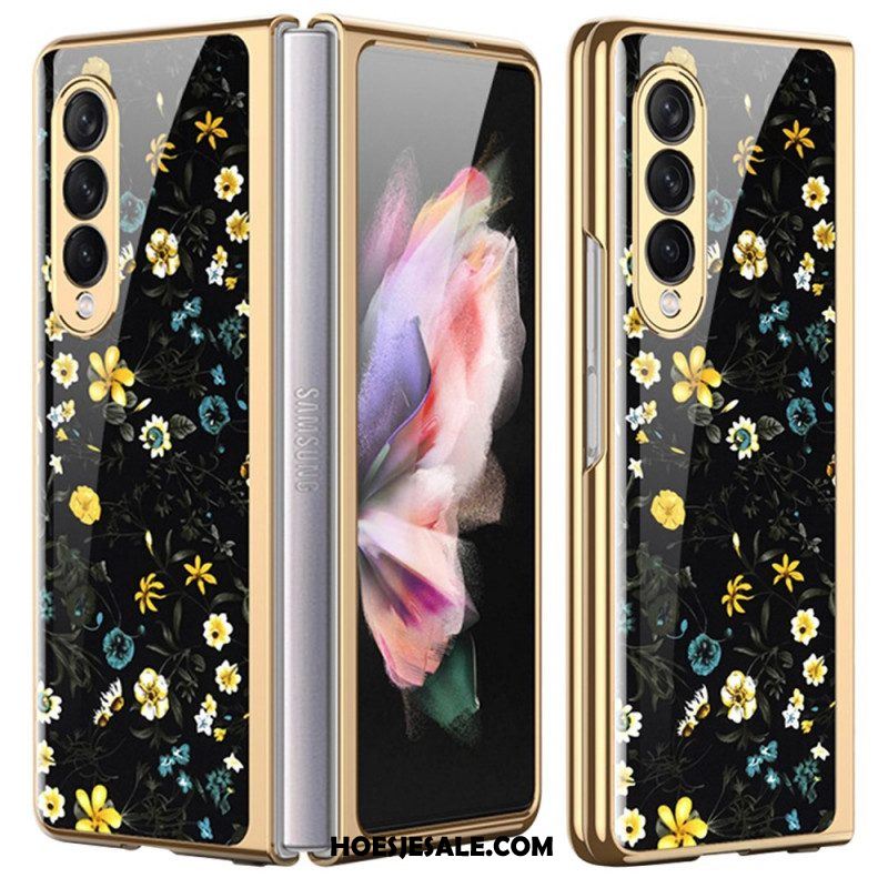 Telefoonhoesje voor Samsung Galaxy Z Fold 3 5G Bloemen Gehard Glas