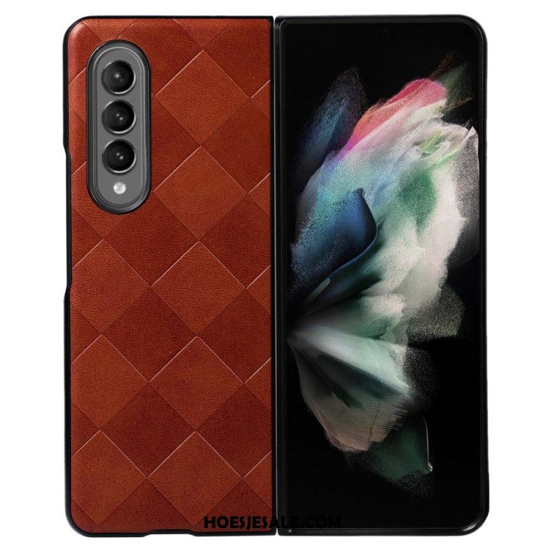 Telefoonhoesje voor Samsung Galaxy Z Fold 4 Geruit Patroon Van Imitatieleer