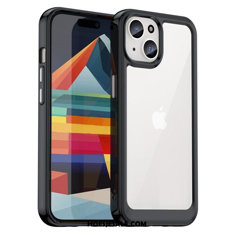 Telefoonhoesje voor iPhone 15 Plus Acryl Achterkant En Siliconen Randen