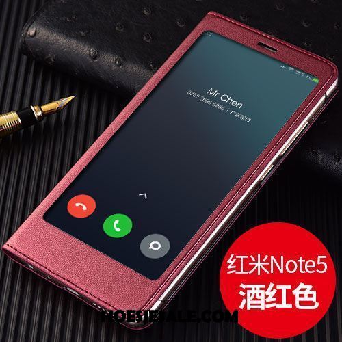 Xiaomi Redmi Note 5 Hoesje Leren Etui Anti-fall Rood Clamshell Mobiele Telefoon Aanbiedingen