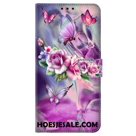 Bescherming Hoesje Samsung Galaxy A55 5g Paarse Vlinders En Bloemen