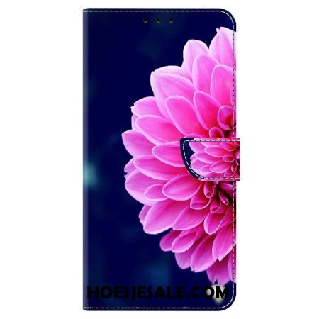 Bescherming Hoesje Samsung Galaxy A55 5g Roze Bloem Op Blauwe Achtergrond