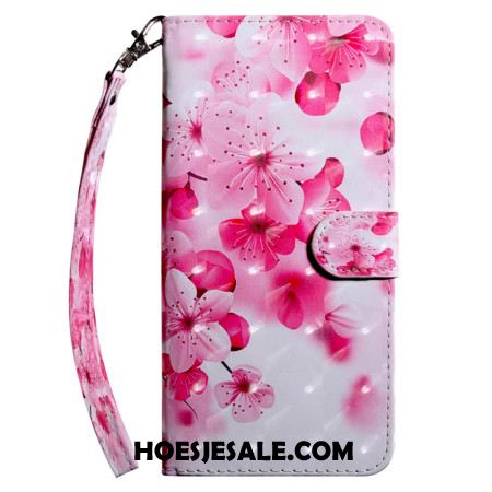 Bescherming Hoesje Samsung Galaxy S24 5g Rode Bloemen Met Riem