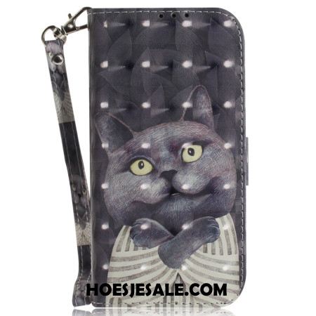 Bescherming Hoesje Samsung Galaxy S24 Plus 5g Knuffelkat Met Riem