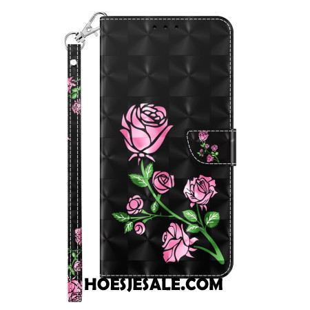 Bescherming Hoesje Samsung Galaxy S24 Plus 5g Roze Bloemen Met Riem