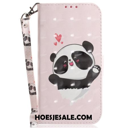 Bescherming Hoesje iPhone 16 Panda Love Met Riempje