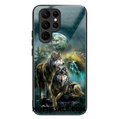 Case Hoesje Samsung Galaxy S24 Ultra 5g Telefoonhoesje Wolven Van Gehard Glas