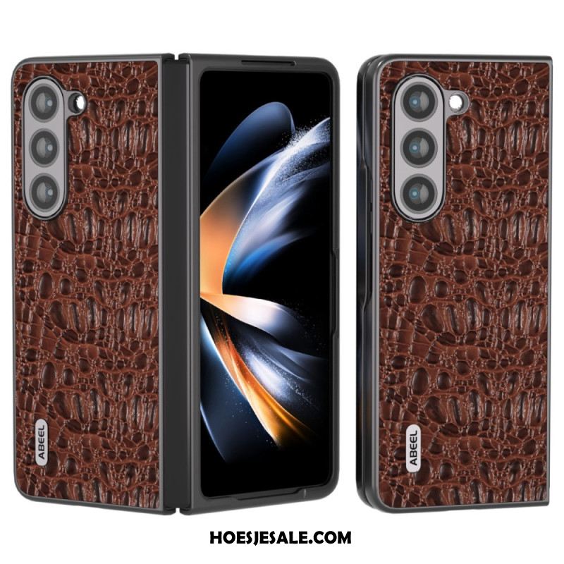 Case Hoesje Samsung Galaxy Z Fold 5 Telefoonhoesje Abeel Krokodillenleerstijl