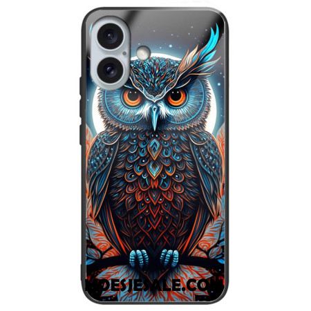 Case Hoesje iPhone 16 Plus Telefoonhoesje Artistieke Uil Van Gehard Glas