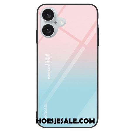 Case Hoesje iPhone 16 Plus Telefoonhoesje Gradiënt Gehard Glas Roze Blauw