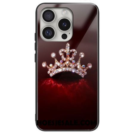 Case Hoesje iPhone 16 Pro Max Telefoonhoesje Diamantkroon Van Gehard Glas