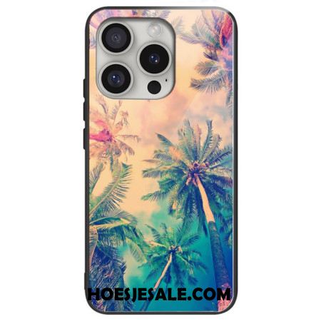 Case Hoesje iPhone 16 Pro Max Telefoonhoesje Palmboom Gehard Glas