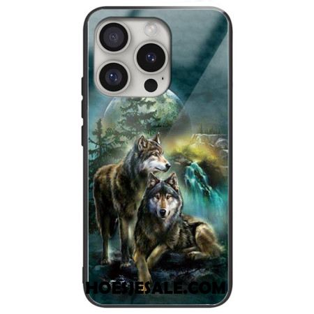 Case Hoesje iPhone 16 Pro Max Telefoonhoesje Wolven Van Gehard Glas