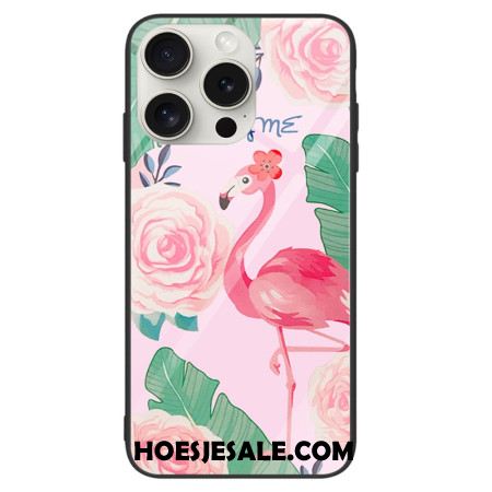 Case Hoesje iPhone 16 Pro Telefoonhoesje Flamingo Gehard Glas