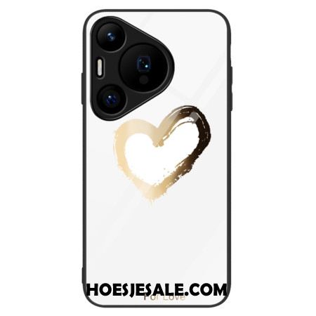 Cover Hoesje Huawei Pura 70 Telefoonhoesje Gouden Hart Gehard Glas