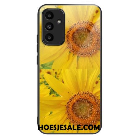 Cover Hoesje Samsung Galaxy A15 5g Telefoonhoesje Zonnebloemen Van Gehard Glas