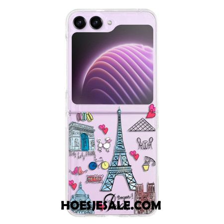 Cover Hoesje Samsung Galaxy Z Flip 5 Telefoonhoesje Transparant Parijs