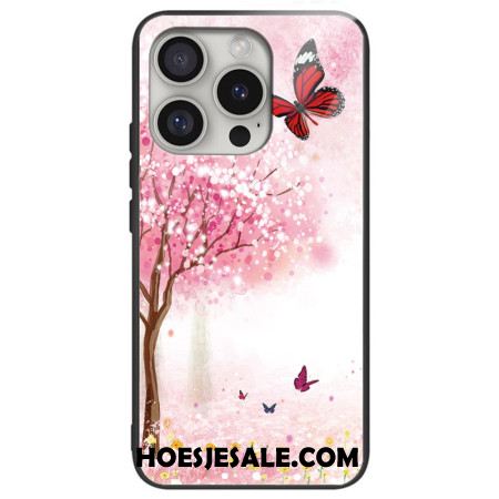 Cover Hoesje iPhone 16 Pro Max Telefoonhoesje Kersenbloesems Van Gehard Glas