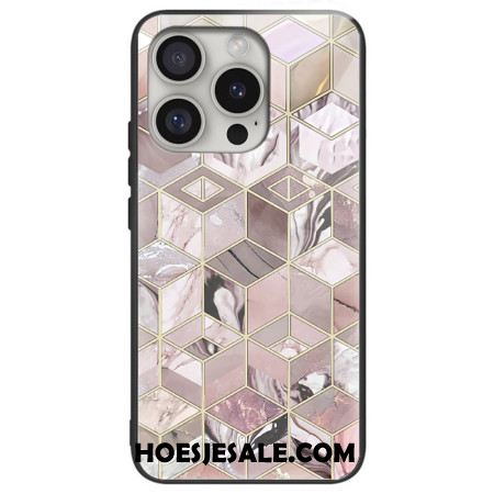 Cover Hoesje iPhone 16 Pro Max Telefoonhoesje Marmeren Blok Gehard Glas