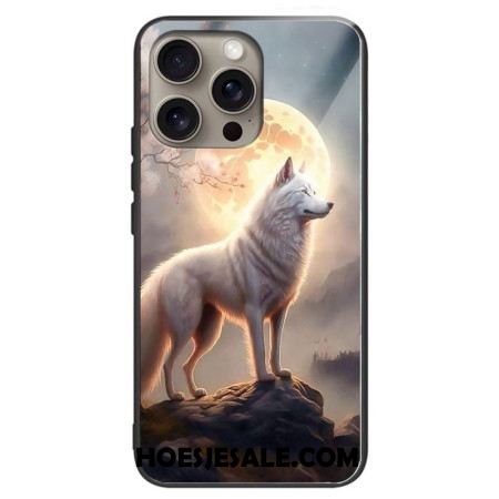 Cover Hoesje iPhone 16 Pro Telefoonhoesje Maanlicht Wolf Gehard Glas