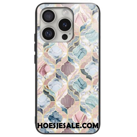 Cover Hoesje iPhone 16 Pro Telefoonhoesje Marmeren Tegel Van Gehard Glas