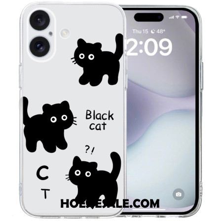 Cover Hoesje iPhone 16 Telefoonhoesje Transparante Rand Zwarte Katten