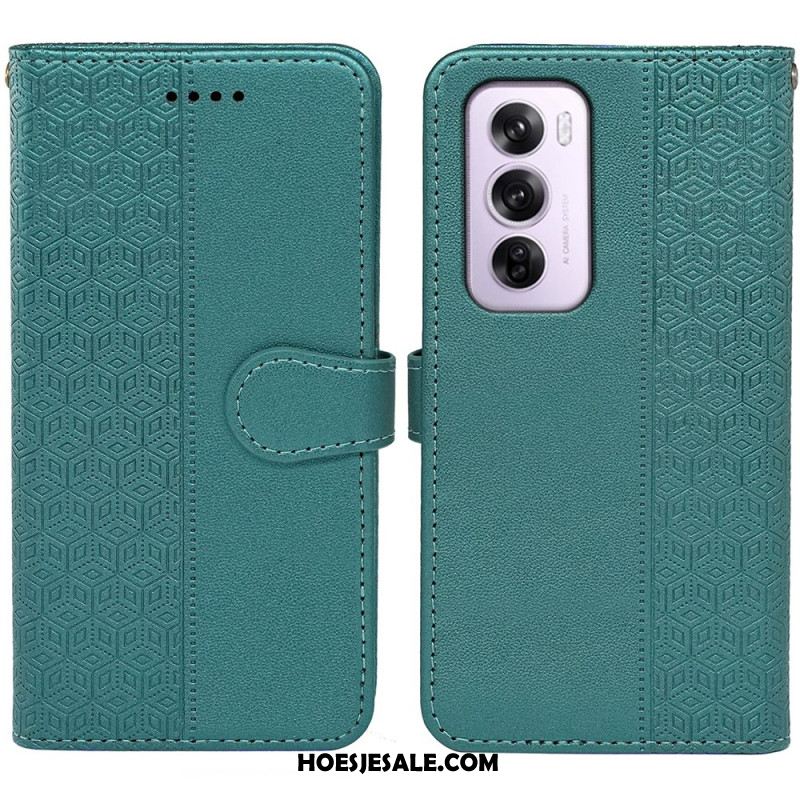 Flip Case Leren Oppo Reno 12 Pro 5g Verticale Fries Met Band