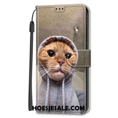 Flip Case Leren Samsung Galaxy S24 5g Yo Kat Met Draagkoord