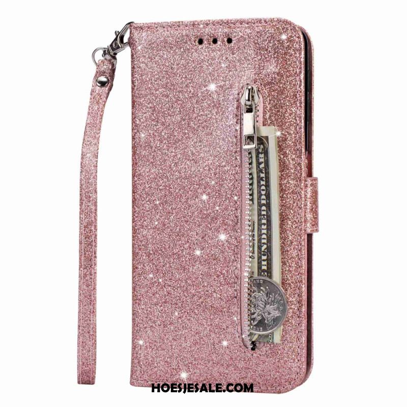 Flip Case Leren Samsung Galaxy S24 Plus 5g Portemonnee Met Glitters