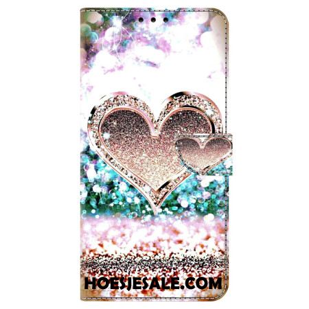 Flip Case Leren Samsung Galaxy S24 Plus 5g Roze Diamanten Hart